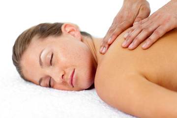 Fototapeta na wymiar Relaxed woman getting a spa treatment