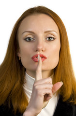 Shh sign. Woman secret. Keep silence