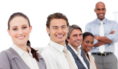 Fototapeta premium Smiling international business people at a presentation