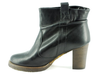 woman leather short black boot