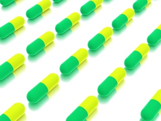 pills on white background