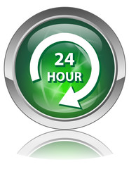 24 HOUR Button (Service 7 Days Opening Hours Shop Store Office)