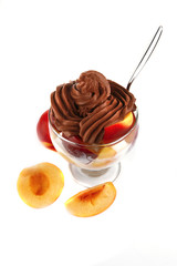 crystal bowl with chocolate ice cream