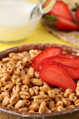 Honey cereals with strawberries