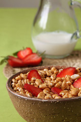 Honey cereals with strawberries