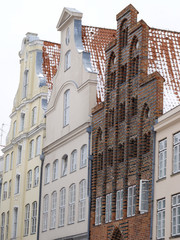 Häuser an der Untertrave in Lübeck, Deutschland