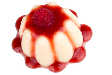 Vanillepudding mit Himbeere  und Himbeersoße