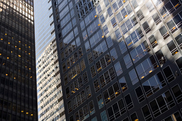Detail of facades of office buildings at New York City