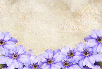 Photo based illustrated background with Clematis flowers