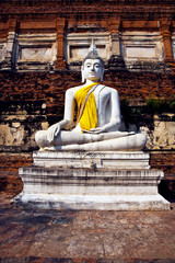 Buddha statues at temple of Wat Yai Chai Mongkol in Ayutthaya