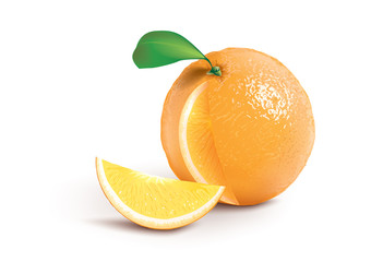 ripe orange with a jucy slice