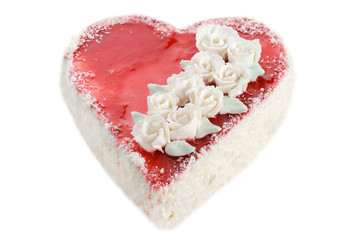 Obraz na płótnie Canvas heart-shaped cake on white