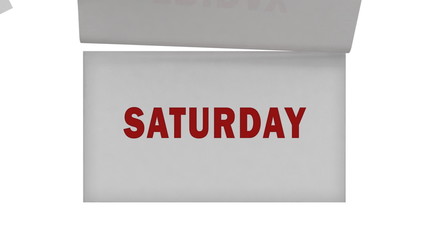 Fast flipping  week calendar pages fly away isolated