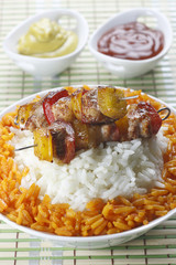 Skewers with rice