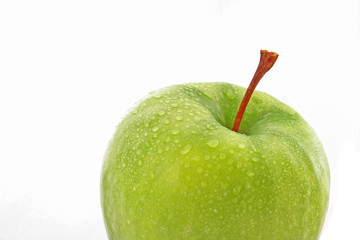 Green apple in water