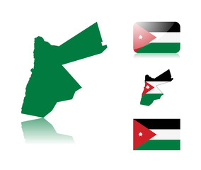 Jordanian map and flags