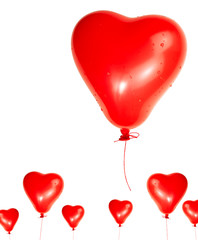 Fototapeta na wymiar One Red Heart Szczegółowe Balloon Samodzielnie na białym tle z
