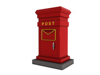 Red mailbox with details isolated on white