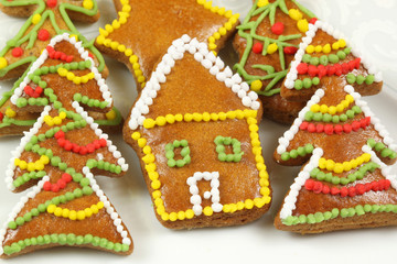 Fototapeta na wymiar Christmas colorful gingerbread cookies