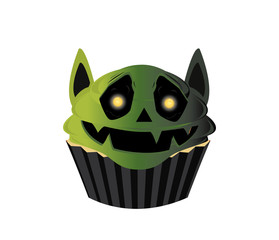 Smiling goblin cupcake