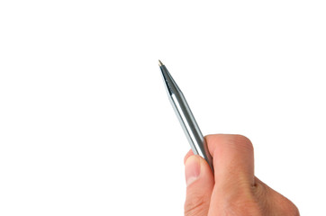 Pen pointing on blank paper