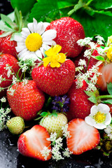 Strawberries and flowers