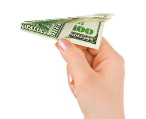 Hand and money plane