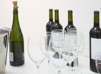 Wineglasses and bottles