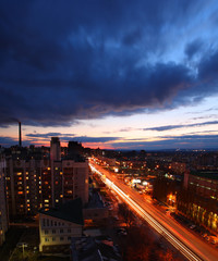 urban street in dusk