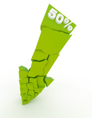 Broken 50% discount arrow