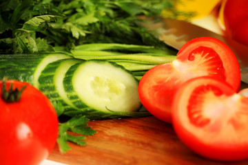 tomato and cucumber