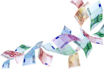 Flying Euro money - obrazy, fototapety, plakaty