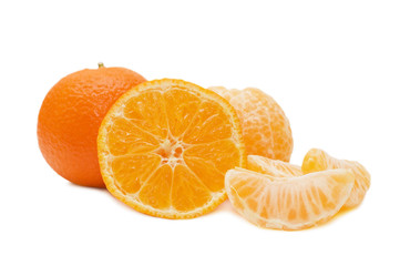 Fresh tangerines isolated on white background