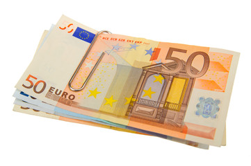 Obraz na płótnie Canvas euro banknotes isolated on white