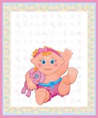 Card of cute baby girl.