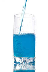 Blue liquid in a high glass