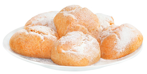Pastry on a plate on a white background.