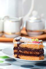 Sponge Cake Bricks with Sanguinaccio Chocolate Sauce