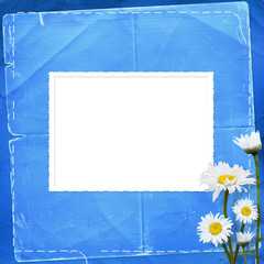 Lace frames with bunch of flower on the blue background