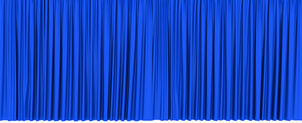Blue theater curtain isolated on white