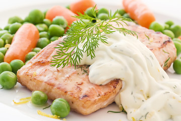 Wildlachs mit Gemüse