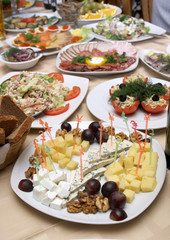 Beautifully decorated meal on plates at restaurant