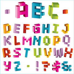 Bright vector pixel alphabet