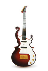 Fototapeta na wymiar Wood guitar isolated on the white background