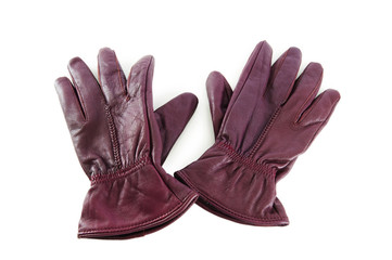 Leather gloves isolated on the white background