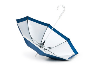 Blue umbrella isolated on the white background
