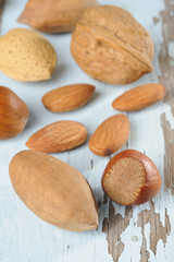 nut on wood background