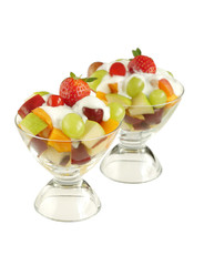 Fresh fruits bowls with yogurt