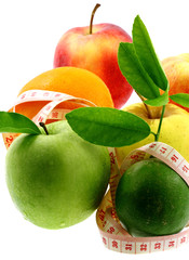 fruits régime fond blanc