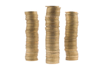 Isolated golden coin stack